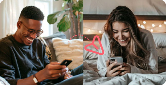 man woman texting