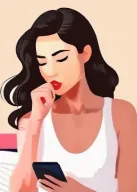 cartoon woman texting